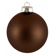 Χριστουγεννιάτικη Γυάλινη Μπάλα Καφέ Ματ (10cm)